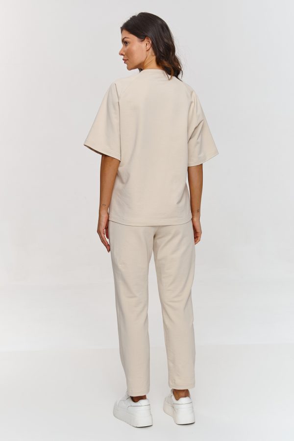 Beige Set in Pants, Trousers, Shorts with Cotton and Spandex