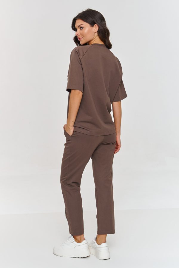 Brown Set in Pants, Trousers, Shorts with Cotton and Spandex
