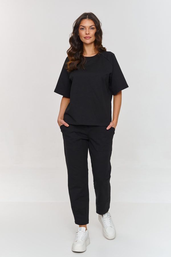Black Set in Pants, Trousers, Shorts with Cotton and Spandex
