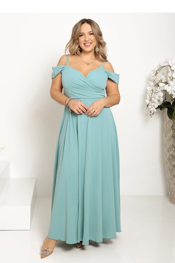 Green Long Dress in Evening Dresses with Cotton, Spandex and Polyester