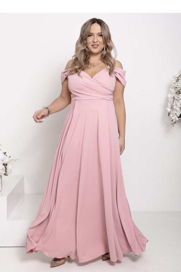 Pink Long Dress in Evening Dresses with Cotton, Spandex and Polyester