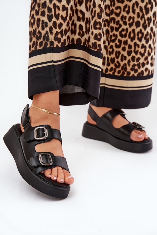 Black Sandals in Sandals & Flip-Flops For Women with Fabric, Footbed, Heel Height and Platform Height