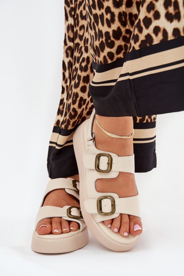 Beige Sandals in Sandals & Flip-Flops For Women with Fabric, Footbed, Heel Height and Platform Height