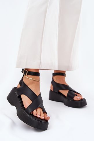 1068270.jpg Black Platform Sandals in Sandals & Flip-Flops For Women with Fabric, Footbed, Heel Height and Platform Height