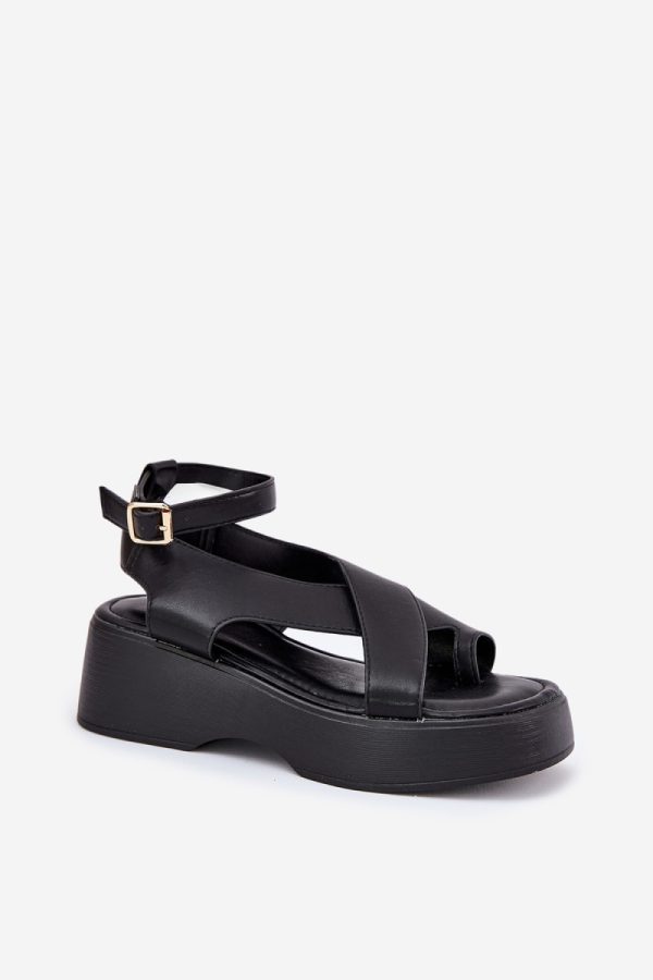 Black Platform Sandals in Sandals & Flip-Flops For Women with Fabric, Footbed, Heel Height and Platform Height