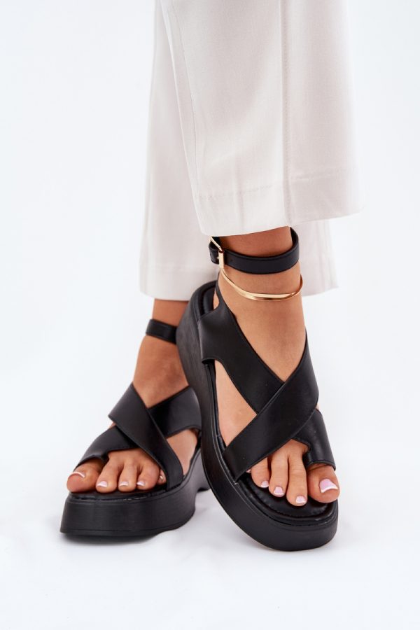Black Platform Sandals in Sandals & Flip-Flops For Women with Fabric, Footbed, Heel Height and Platform Height