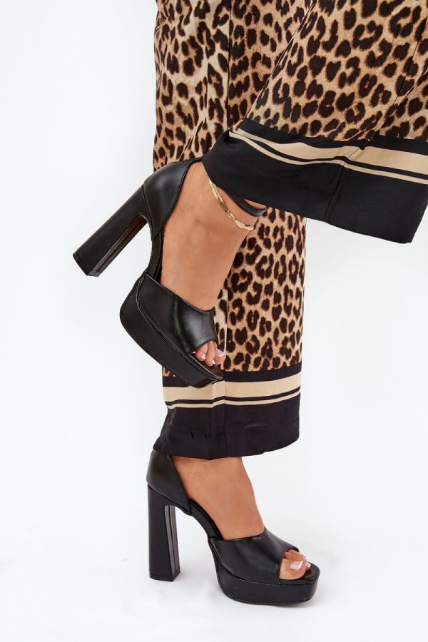 Black Heel Sandals in Sandals & Flip-Flops For Women with Fabric, Footbed and Heel Height