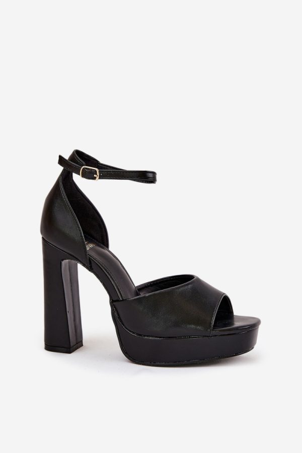 Black Heel Sandals in Sandals & Flip-Flops For Women with Fabric, Footbed and Heel Height