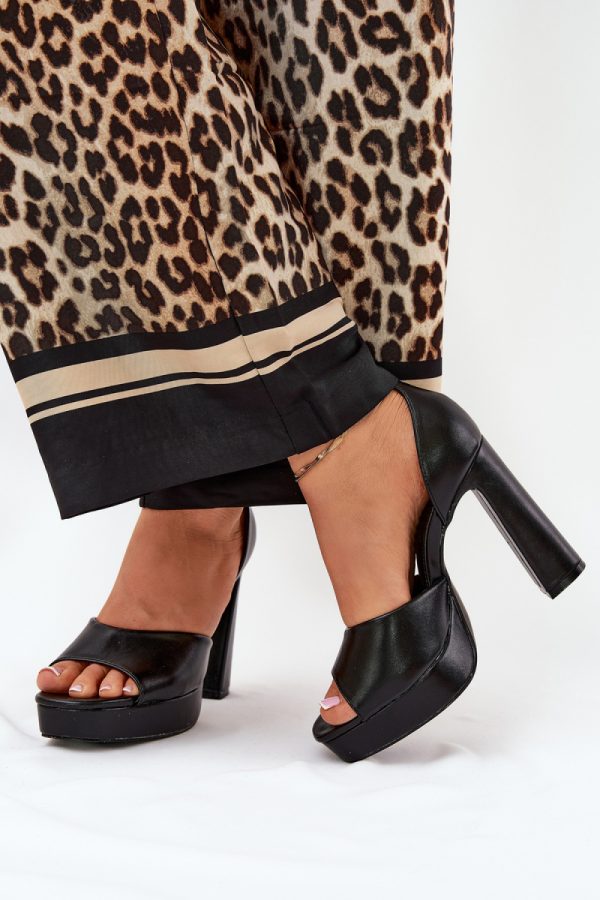 Black Heel Sandals in Sandals & Flip-Flops For Women with Fabric, Footbed and Heel Height