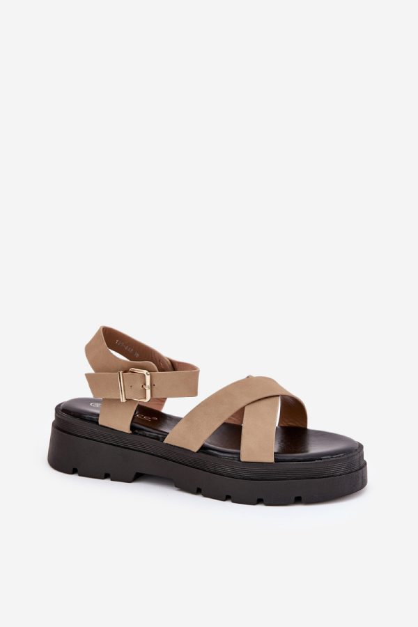 Beige Platform Sandals in Sandals & Flip-Flops For Women with Fabric, Footbed and Platform Height