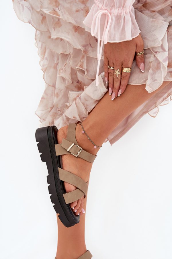 Beige Platform Sandals in Sandals & Flip-Flops For Women with Fabric, Footbed and Platform Height