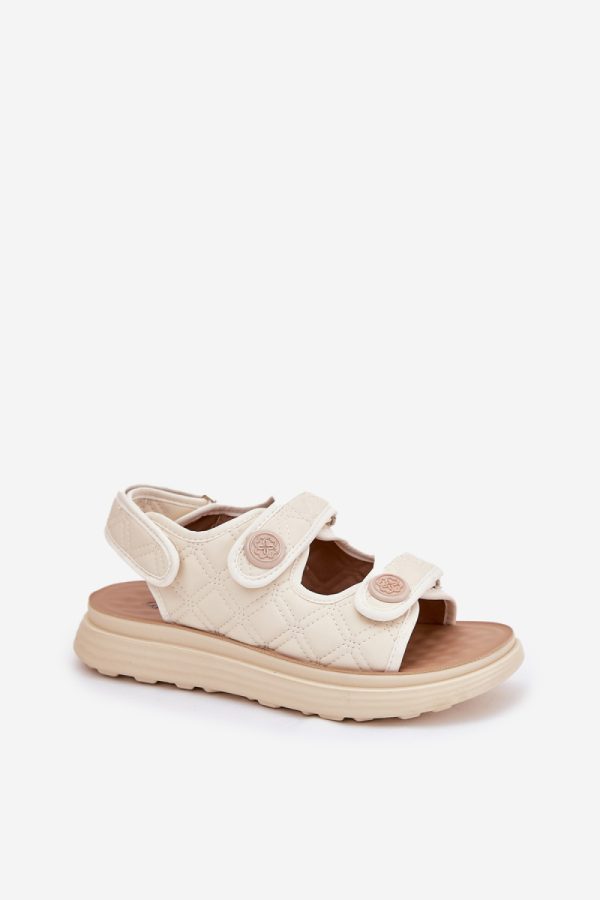 Beige Platform Sandals in Sandals & Flip-Flops For Women with Fabric, Footbed and Platform Height