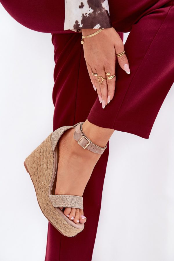 Beige Buskin in Sandals & Flip-Flops For Women with Fabric, Footbed, Heel Height and Platform Height