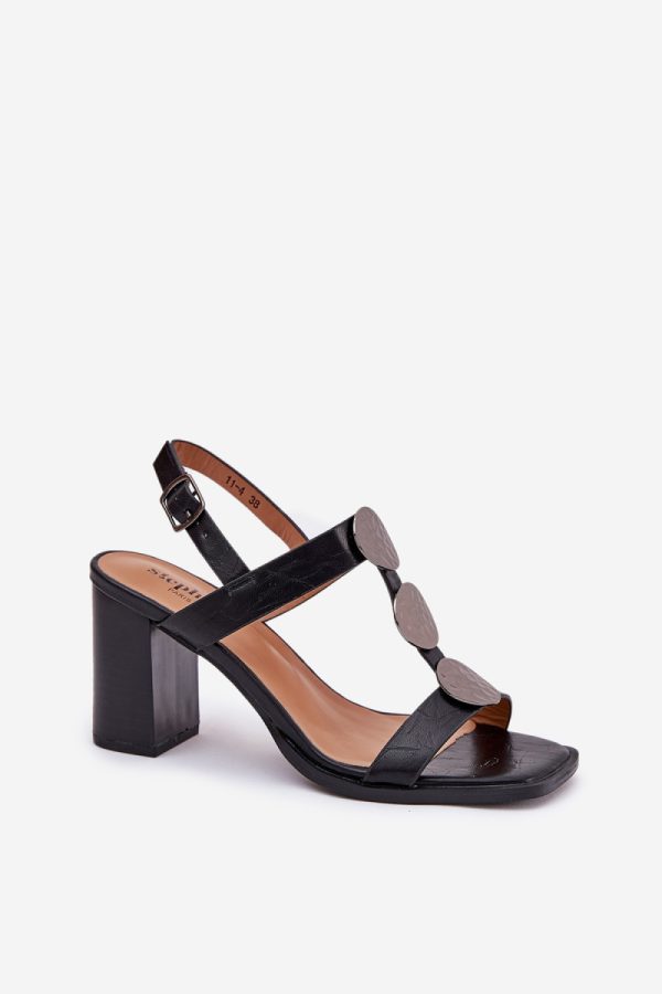 Black Heel Sandals in Sandals & Flip-Flops For Women with Fabric, Footbed and Heel Height