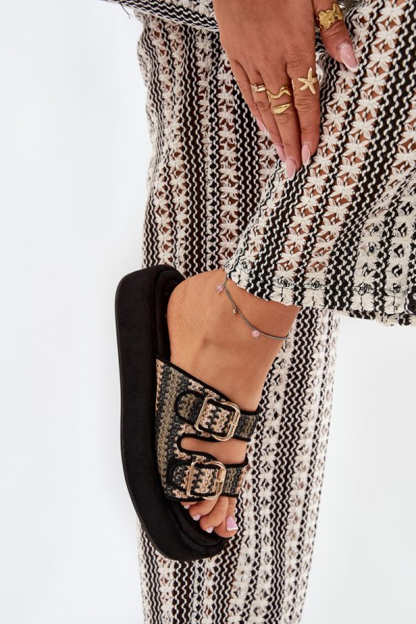 Black Platform Sandals in Sandals & Flip-Flops For Women with Fabric, Footbed and Platform Height