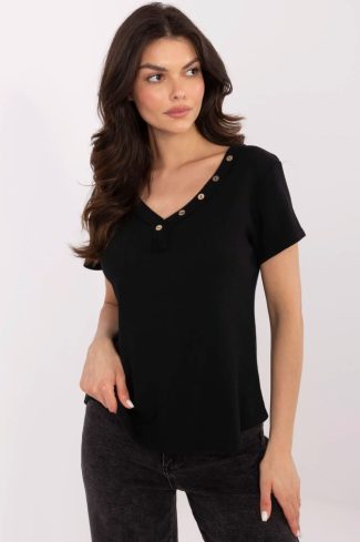 Black Blouse in Women`s Blouses, Tunics with Cotton and Spandex