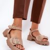 Beige Sandals in Sandals & Flip-Flops For Women with Fabric, Footbed, Heel Height and Platform Height