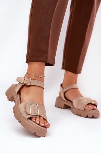 Beige Sandals in Sandals & Flip-Flops For Women with Fabric, Footbed, Heel Height and Platform Height