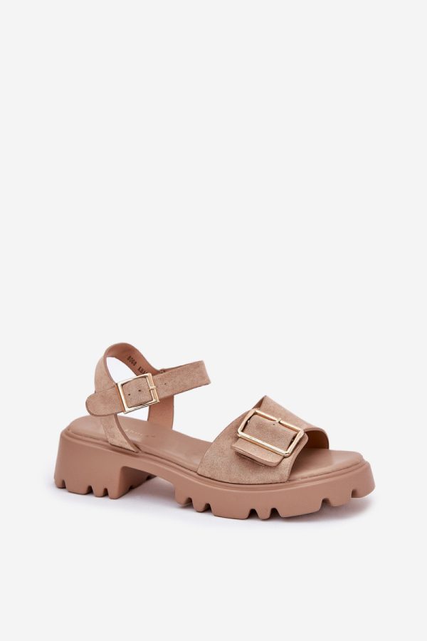Beige Sandals in Sandals & Flip-Flops For Women with Fabric, Footbed, Heel Height and Platform Height