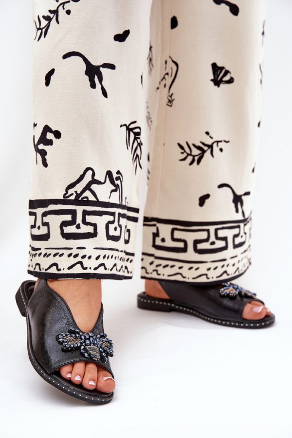 Black Sandals in Sandals & Flip-Flops For Women with Fabric, Footbed and Heel Height