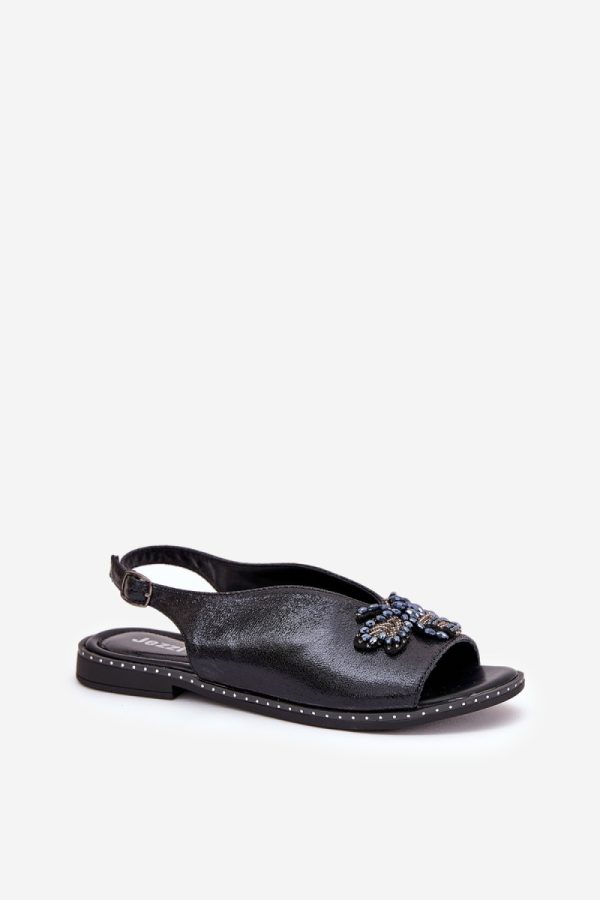 Black Sandals in Sandals & Flip-Flops For Women with Fabric, Footbed and Heel Height