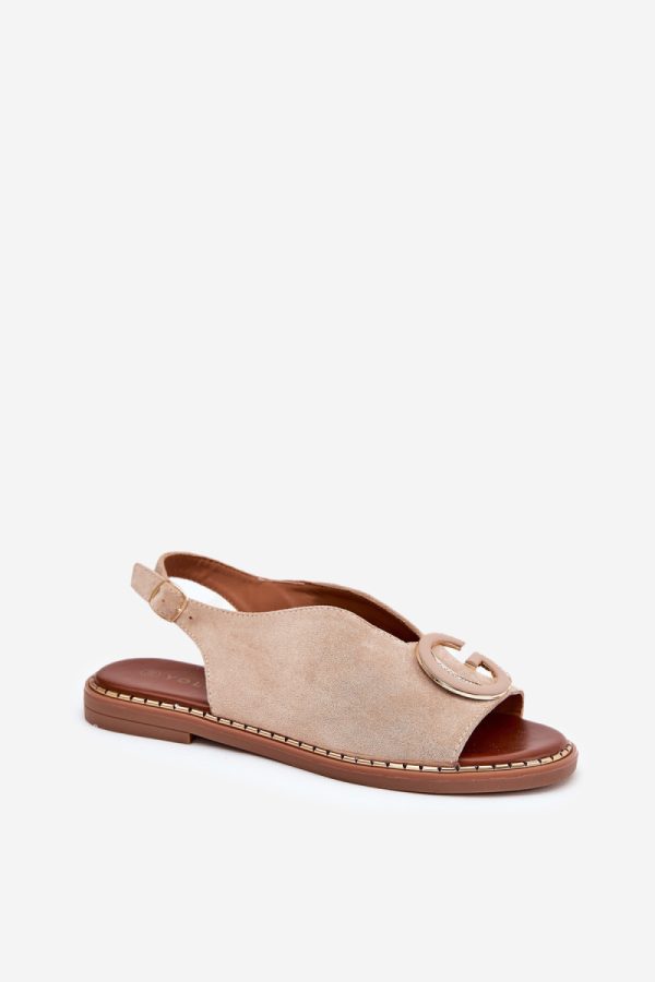 Beige Sandals in Sandals & Flip-Flops For Women with Fabric, Footbed and Heel Height