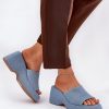 Blue Buskin in Sandals & Flip-Flops For Women with Fabric, Footbed, Heel Height and Platform Height