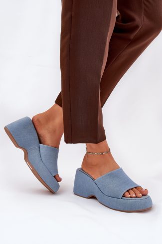 Blue Buskin in Sandals & Flip-Flops For Women with Fabric, Footbed, Heel Height and Platform Height