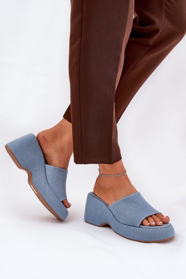 Blue Buskin in Sandals & Flip-Flops For Women with Fabric, Footbed, Heel Height and Platform Height