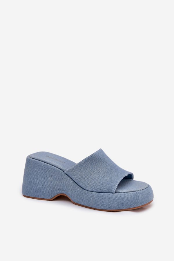 Blue Buskin in Sandals & Flip-Flops For Women with Fabric, Footbed, Heel Height and Platform Height