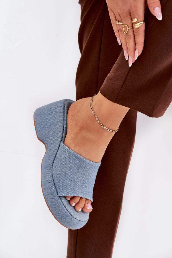 Blue Buskin in Sandals & Flip-Flops For Women with Fabric, Footbed, Heel Height and Platform Height