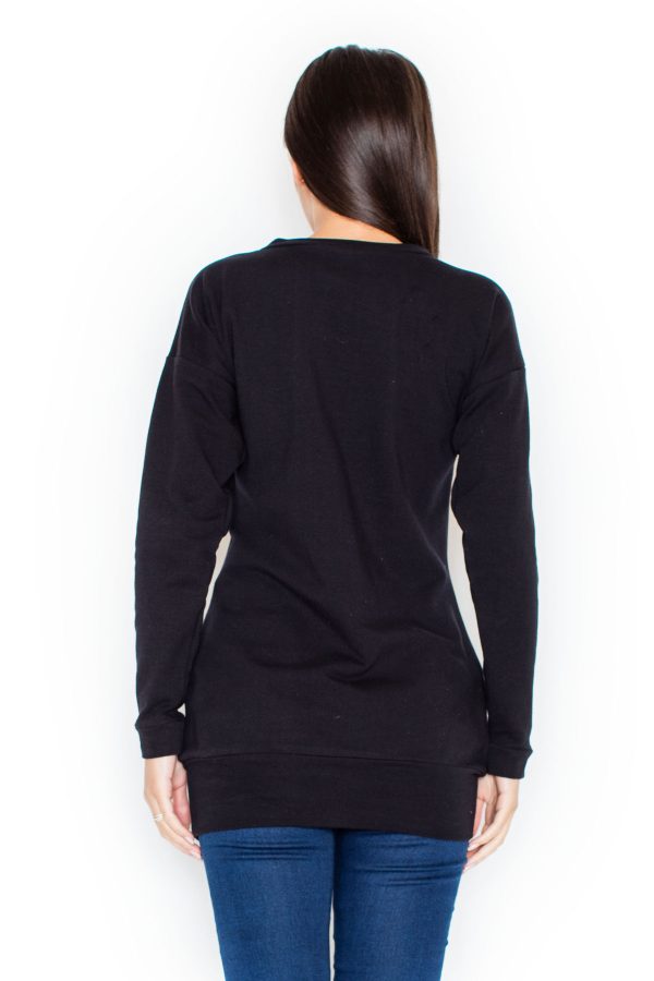 Black Sweatshirt in Sweatshirts For Women with Cotton and Spandex