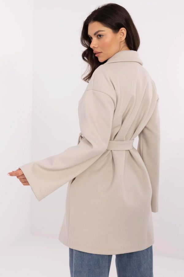 Beige Coat in Women`s Coats, Jackets with Polyester