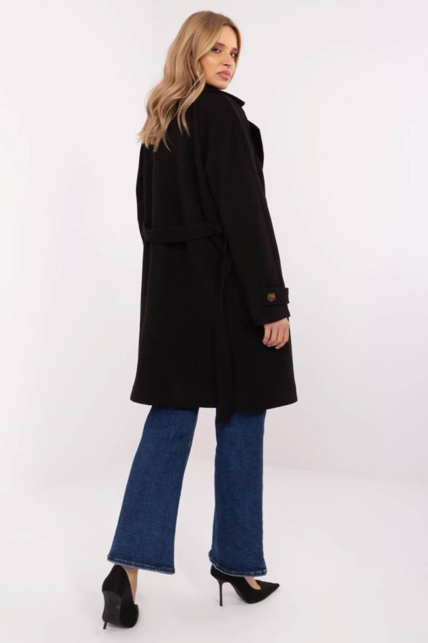 Black Coat in Women`s Coats, Jackets with Polyester