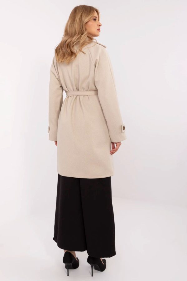 Beige Coat in Women`s Coats, Jackets with Polyester