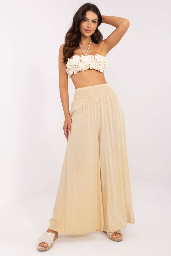 Beige Women's Pants in Pants, Trousers, Shorts with Viscose