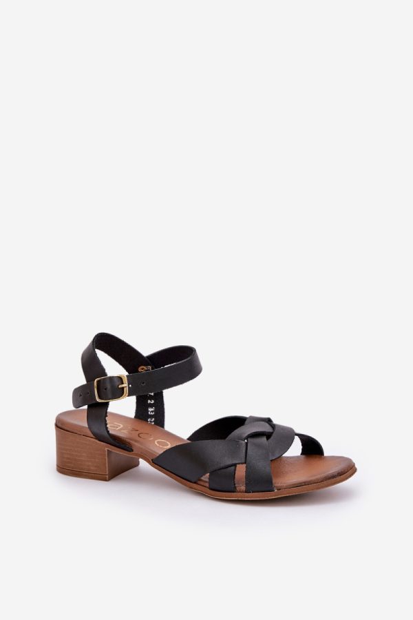 Black Heel Sandals in Sandals & Flip-Flops For Women with Fabric, Footbed and Heel Height
