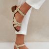 1071174.jpg Beige Heel Sandals in Sandals & Flip-Flops For Women with Fabric, Footbed and Heel Height