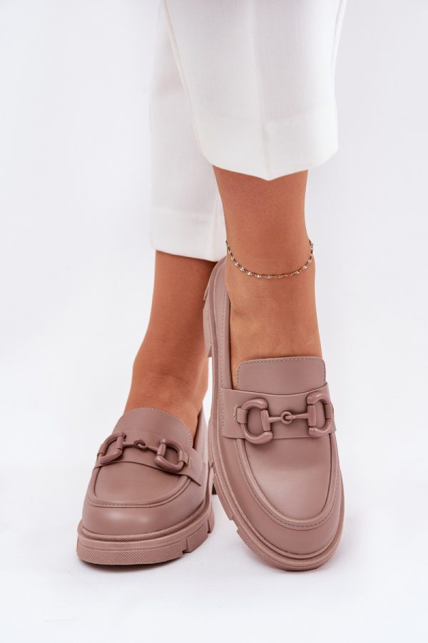 Beige Mocassin in Moccasins, Loafers with Fabric, Footbed, Upper Height and Heel Height