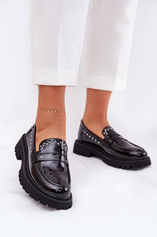1071270.jpg Black Mocassin in Moccasins, Loafers with Fabric, Footbed, Upper Height and Heel Height