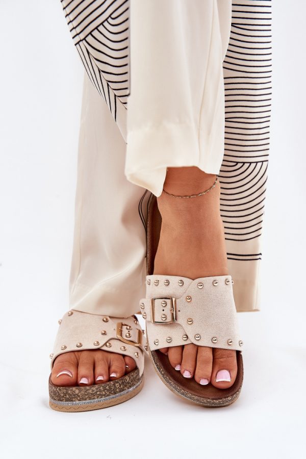 Beige Platform Sandals in Sandals & Flip-Flops For Women with Fabric, Footbed and Platform Height