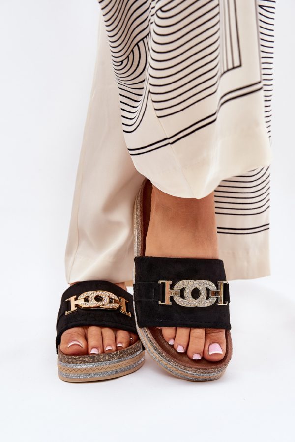 Black Platform Sandals in Sandals & Flip-Flops For Women with Fabric, Footbed and Platform Height