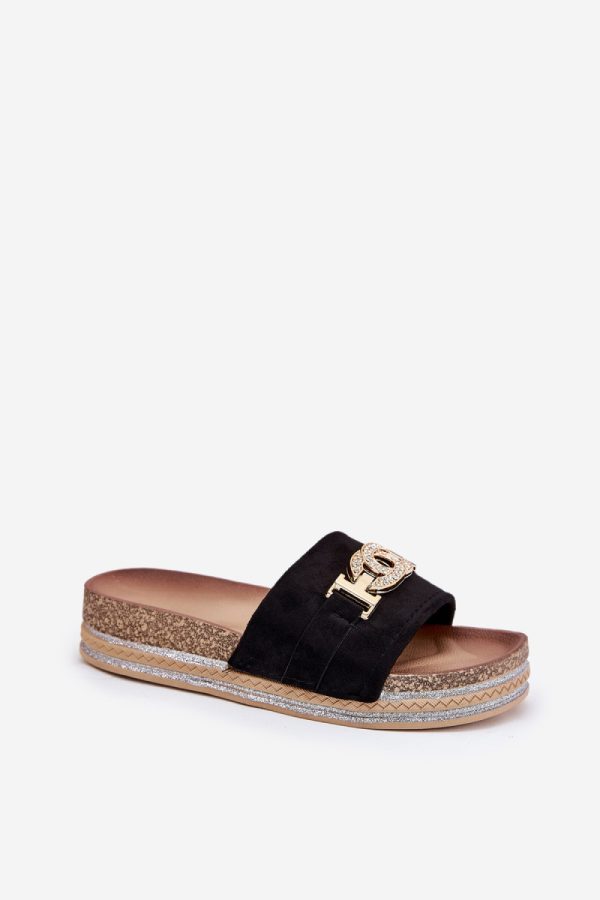 Black Platform Sandals in Sandals & Flip-Flops For Women with Fabric, Footbed and Platform Height