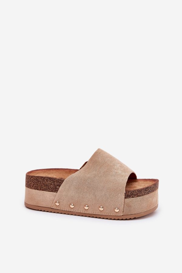 Beige Flip-flops in Sandals & Flip-Flops For Women with Fabric, Footbed and Platform Height