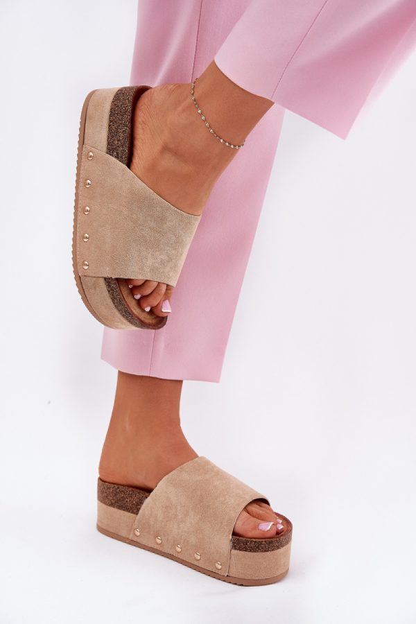 Beige Flip-flops in Sandals & Flip-Flops For Women with Fabric, Footbed and Platform Height