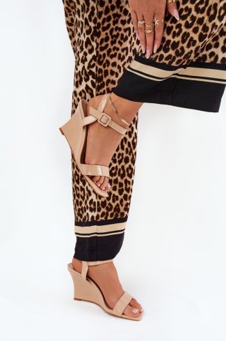 Beige Buskin in Sandals & Flip-Flops For Women with Fabric, Footbed and Heel Height