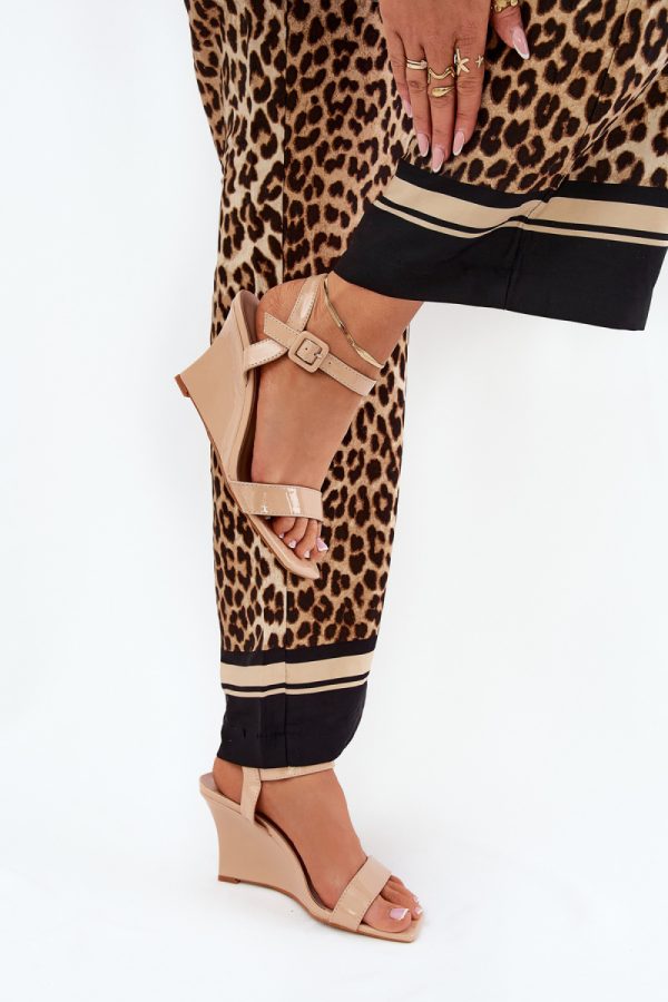 Beige Buskin in Sandals & Flip-Flops For Women with Fabric, Footbed and Heel Height