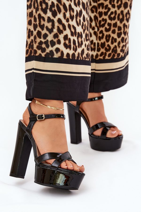 Black Heel Sandals in Sandals & Flip-Flops For Women with Fabric, Footbed and Heel Height