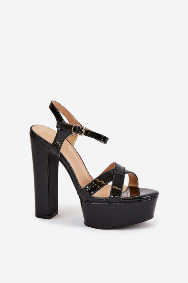 Black Heel Sandals in Sandals & Flip-Flops For Women with Fabric, Footbed and Heel Height