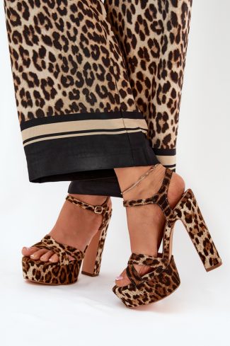 1071465.jpg Brown Heel Sandals in Sandals & Flip-Flops For Women with Fabric, Footbed and Heel Height